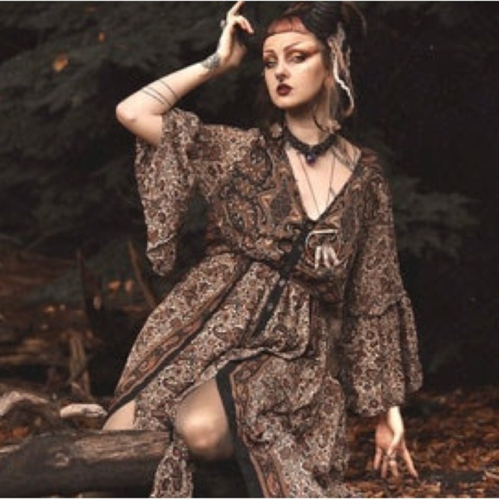 NWOT Silk Bell Sleeve Maxi Dress